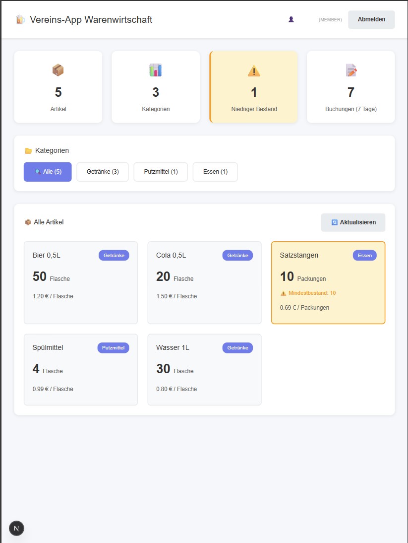 Vereins-App Dashboard
